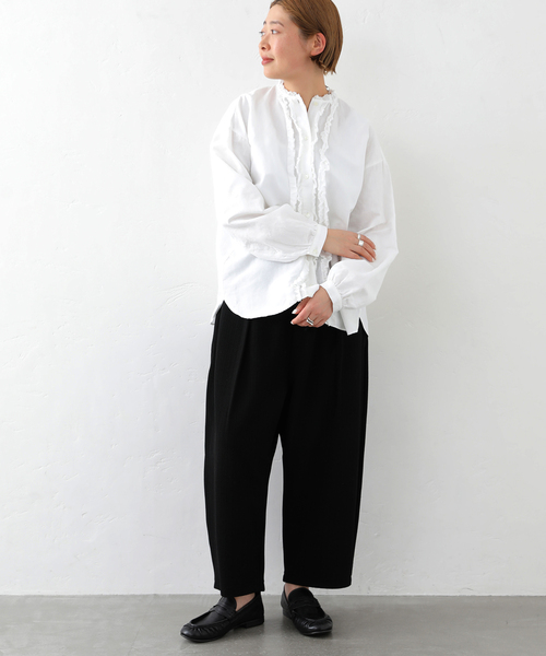 JOURNAL STANDARD LUXE（ジャーナルスタンダード　ラックス）の「《追加》CLシャンブレー フリルブラウス（シャツ/ブラウス・レディース・ホワイト/ブラック・FREE）」の8枚目の写真