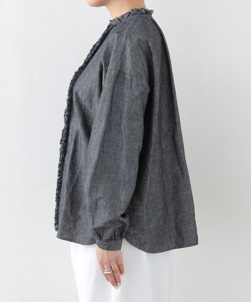 JOURNAL STANDARD LUXE（ジャーナルスタンダード　ラックス）の「《追加》CLシャンブレー フリルブラウス（シャツ/ブラウス・レディース・ホワイト/ブラック・FREE）」の12枚目の写真