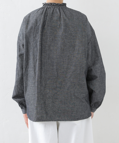 JOURNAL STANDARD LUXE（ジャーナルスタンダード　ラックス）の「《追加》CLシャンブレー フリルブラウス（シャツ/ブラウス・レディース・ホワイト/ブラック・FREE）」の13枚目の写真