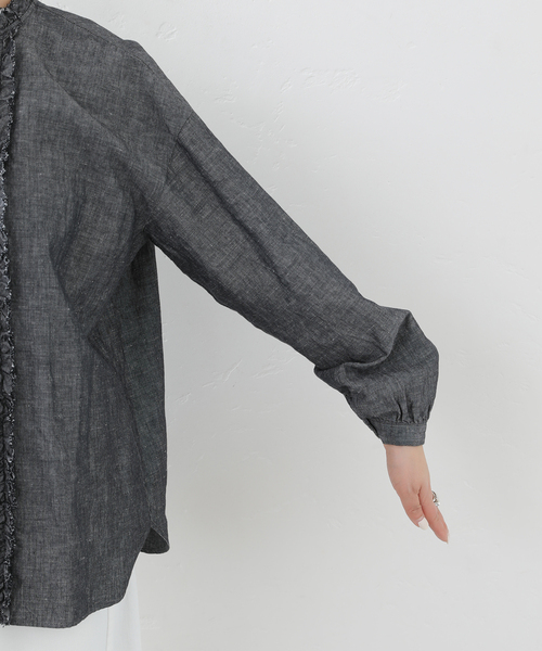 JOURNAL STANDARD LUXE（ジャーナルスタンダード　ラックス）の「《追加》CLシャンブレー フリルブラウス（シャツ/ブラウス・レディース・ホワイト/ブラック・FREE）」の16枚目の写真