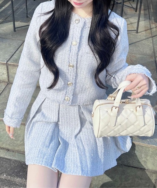 INGNI（イング）の「ツイードフリンジジャケット(セットアップ対応)（ブルゾン・レディース・ブルー系2/ブラック系その他2/ホワイト系その他5・M）」の3枚目の写真