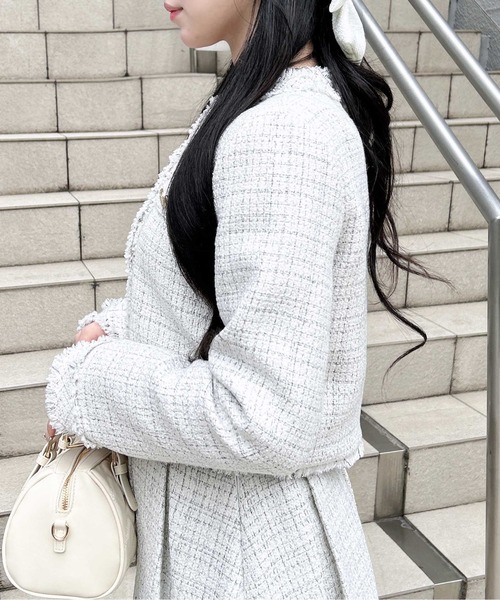 INGNI（イング）の「ツイードフリンジジャケット(セットアップ対応)（ブルゾン・レディース・ブルー系2/ブラック系その他2/ホワイト系その他5・M）」の7枚目の写真