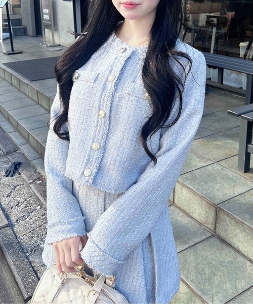 INGNI（イング）の「ツイードフリンジジャケット(セットアップ対応)（ブルゾン・レディース・ブルー系2/ブラック系その他2/ホワイト系その他5・M）」の19枚目の写真