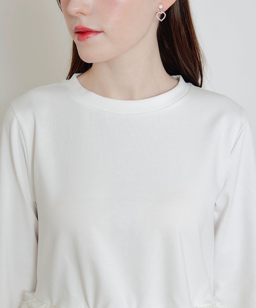 PICCIN PERLA(ピッチンペルラ)の「裾チュールプルオーバー(Tシャツ/カットソー・レディース・ブラック/オフホワイト・M)」の8枚目の写真