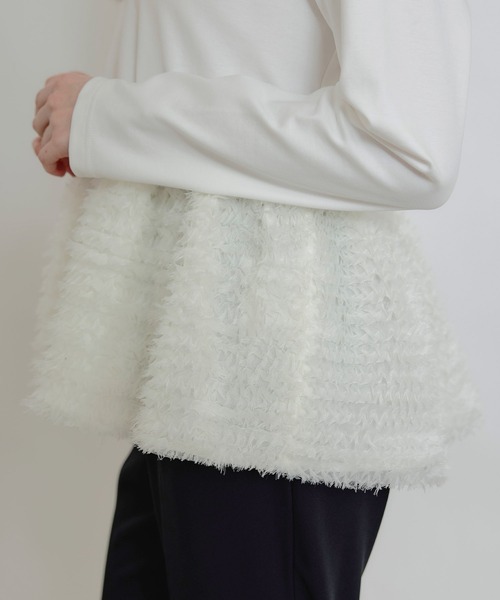 PICCIN PERLA(ピッチンペルラ)の「裾チュールプルオーバー(Tシャツ/カットソー・レディース・ブラック/オフホワイト・M)」の11枚目の写真