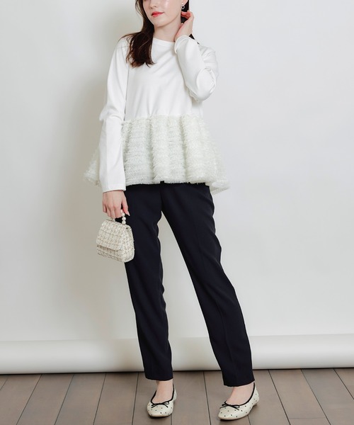 PICCIN PERLA(ピッチンペルラ)の「裾チュールプルオーバー(Tシャツ/カットソー・レディース・ブラック/オフホワイト・M)」の18枚目の写真