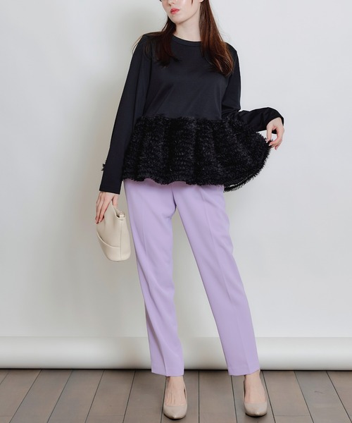 PICCIN PERLA(ピッチンペルラ)の「裾チュールプルオーバー(Tシャツ/カットソー・レディース・ブラック/オフホワイト・M)」の5枚目の写真