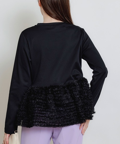 PICCIN PERLA(ピッチンペルラ)の「裾チュールプルオーバー(Tシャツ/カットソー・レディース・ブラック/オフホワイト・M)」の3枚目の写真