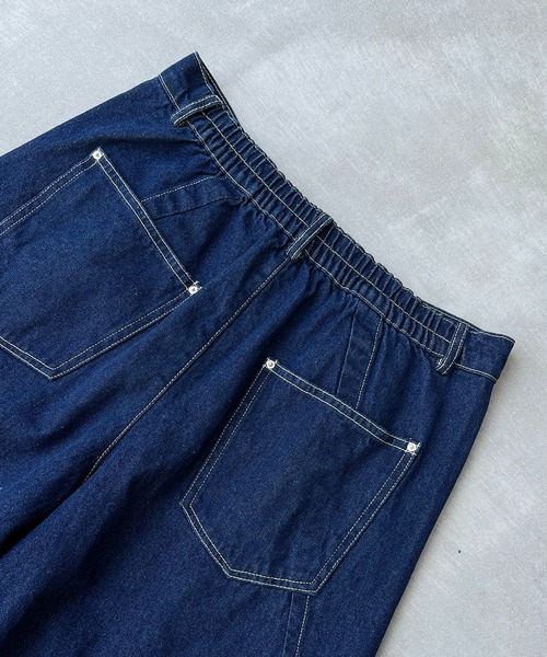 ILL'S（イルズ）の「WIDE DENIM PANTS / ワイドデニムパンツ バレルレッグ カーブパンツ バギーパンツ メンズ レディース ユニセックス（デニムパンツ・メンズ・ネイビー/ブラック・S/M/L）」の4枚目の写真