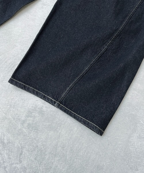 ILL'S（イルズ）の「WIDE DENIM PANTS / ワイドデニムパンツ バレルレッグ カーブパンツ バギーパンツ メンズ レディース ユニセックス（デニムパンツ・メンズ・ネイビー/ブラック・S/M/L）」の10枚目の写真