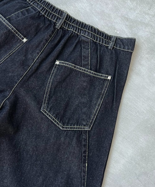 ILL'S（イルズ）の「WIDE DENIM PANTS / ワイドデニムパンツ バレルレッグ カーブパンツ バギーパンツ メンズ レディース ユニセックス（デニムパンツ・メンズ・ネイビー/ブラック・S/M/L）」の8枚目の写真