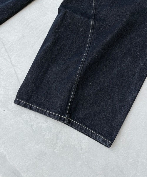 ILL'S（イルズ）の「WIDE DENIM PANTS / ワイドデニムパンツ バレルレッグ カーブパンツ バギーパンツ メンズ レディース ユニセックス（デニムパンツ・メンズ・ネイビー/ブラック・S/M/L）」の9枚目の写真