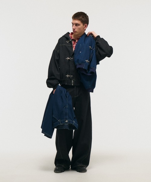 ILL'S（イルズ）の「WIDE DENIM PANTS / ワイドデニムパンツ バレルレッグ カーブパンツ バギーパンツ メンズ レディース ユニセックス（デニムパンツ・メンズ・ネイビー/ブラック・S/M/L）」の11枚目の写真