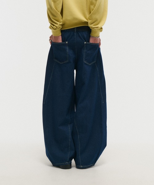 ILL'S（イルズ）の「WIDE DENIM PANTS / ワイドデニムパンツ バレルレッグ カーブパンツ バギーパンツ メンズ レディース ユニセックス（デニムパンツ・メンズ・ネイビー/ブラック・S/M/L）」の14枚目の写真