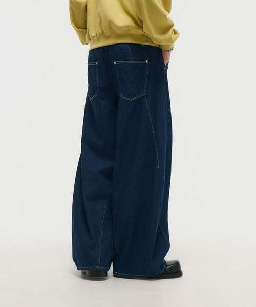 ILL'S（イルズ）の「WIDE DENIM PANTS / ワイドデニムパンツ バレルレッグ カーブパンツ バギーパンツ メンズ レディース ユニセックス（デニムパンツ・メンズ・ネイビー/ブラック・S/M/L）」の16枚目の写真
