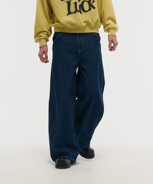 ILL'S（イルズ）の「WIDE DENIM PANTS / ワイドデニムパンツ バレルレッグ カーブパンツ バギーパンツ メンズ レディース ユニセックス（デニムパンツ・メンズ・ネイビー/ブラック・S/M/L）」の17枚目の写真