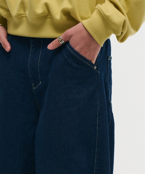 ILL'S（イルズ）の「WIDE DENIM PANTS / ワイドデニムパンツ バレルレッグ カーブパンツ バギーパンツ メンズ レディース ユニセックス（デニムパンツ・メンズ・ネイビー/ブラック・S/M/L）」の18枚目の写真