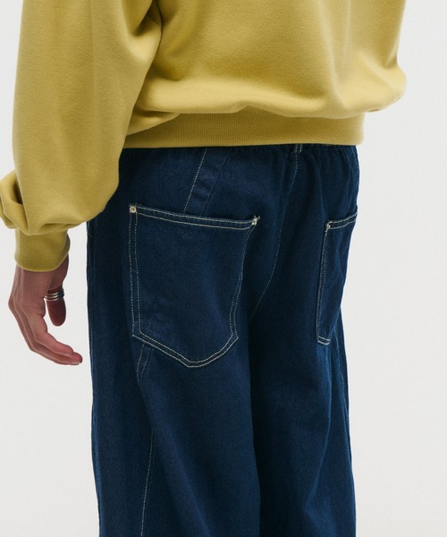 ILL'S（イルズ）の「WIDE DENIM PANTS / ワイドデニムパンツ バレルレッグ カーブパンツ バギーパンツ メンズ レディース ユニセックス（デニムパンツ・メンズ・ネイビー/ブラック・S/M/L）」の20枚目の写真
