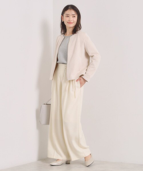 ITS'DEMO(イッツデモ)の「カットスエードジャケット(ノーカラージャケット・レディース・グリーン系/アイボリー/ベビーピンク・00)」の5枚目の写真