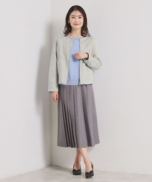 ITS'DEMO(イッツデモ)の「カットスエードジャケット(ノーカラージャケット・レディース・グリーン系/アイボリー/ベビーピンク・00)」の10枚目の写真