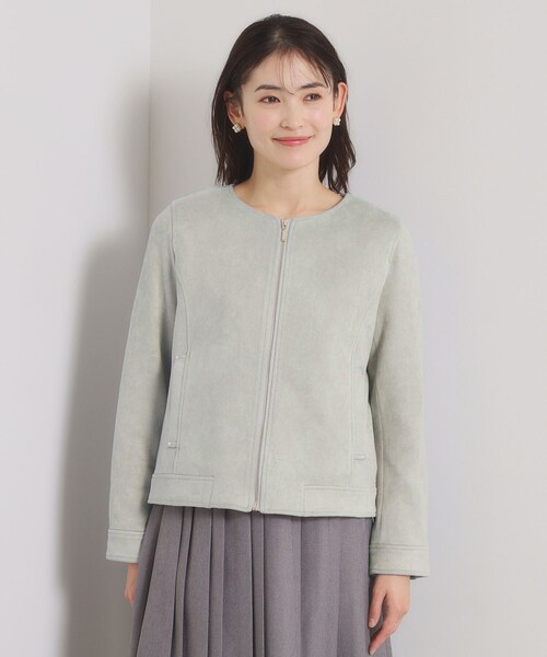 ITS'DEMO(イッツデモ)の「カットスエードジャケット(ノーカラージャケット・レディース・グリーン系/アイボリー/ベビーピンク・00)」の16枚目の写真
