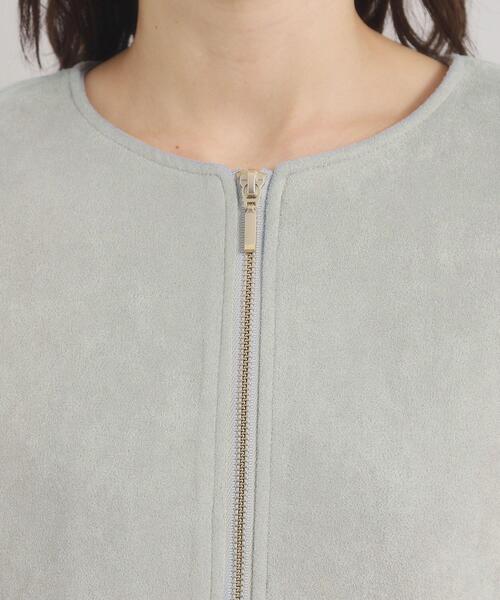 ITS'DEMO(イッツデモ)の「カットスエードジャケット(ノーカラージャケット・レディース・グリーン系/アイボリー/ベビーピンク・00)」の19枚目の写真