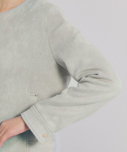 ITS'DEMO(イッツデモ)の「カットスエードジャケット(ノーカラージャケット・レディース・グリーン系/アイボリー/ベビーピンク・00)」の20枚目の写真