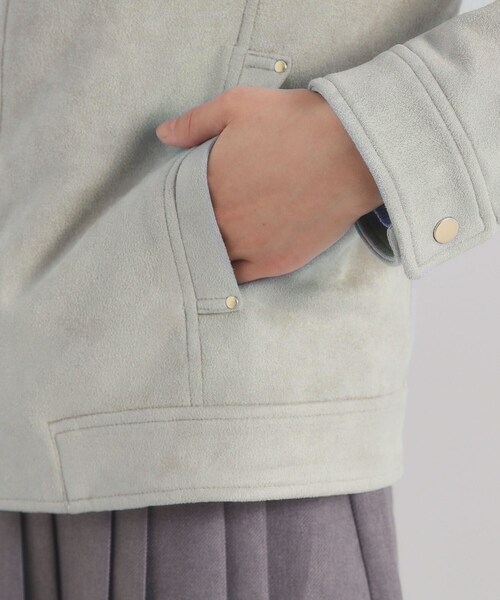 ITS'DEMO(イッツデモ)の「カットスエードジャケット(ノーカラージャケット・レディース・グリーン系/アイボリー/ベビーピンク・00)」の21枚目の写真