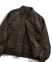 HALHAM（ハルハム）の「2WAY ヴィンテージライク PU レザー 襟ボア ブルゾン/レザレット ブルゾン レディース メンズ（ブルゾン）」