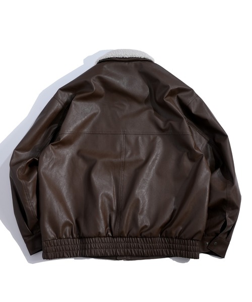 おしゃれスタ(オシャレスタ)の「2WAY ヴィンテージライク PU レザー 襟ボア ブルゾン/レザレット ブルゾン オーバーサイズ メンズ レディース(ブルゾン・メンズ・ブラック/ブラウン・L/M)」の12枚目の写真