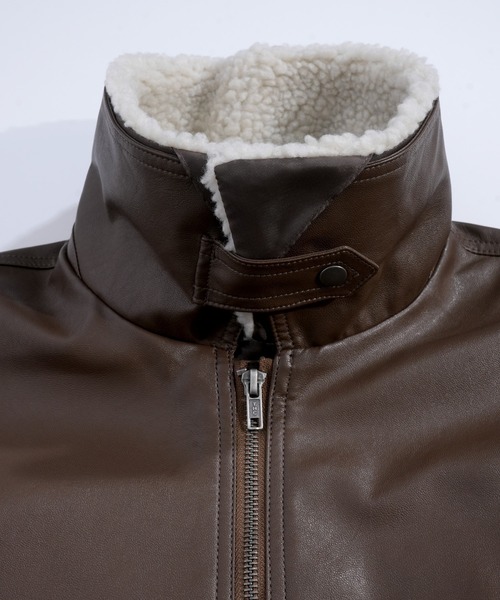 おしゃれスタ(オシャレスタ)の「2WAY ヴィンテージライク PU レザー 襟ボア ブルゾン/レザレット ブルゾン オーバーサイズ メンズ レディース(ブルゾン・メンズ・ブラック/ブラウン・L/M)」の14枚目の写真