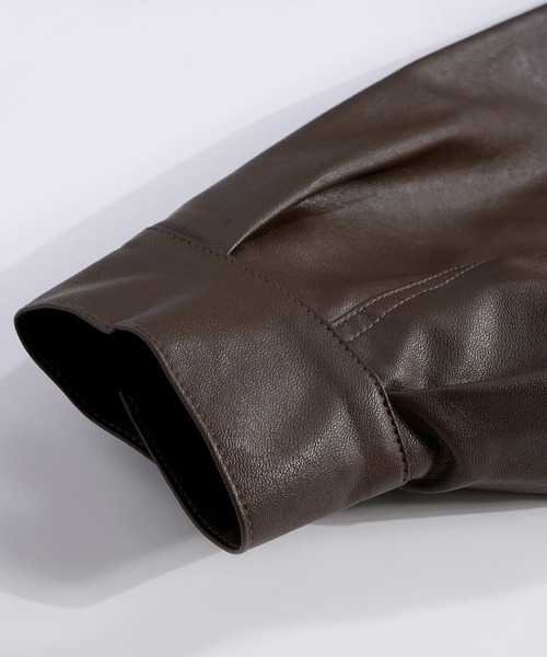 おしゃれスタ(オシャレスタ)の「2WAY ヴィンテージライク PU レザー 襟ボア ブルゾン/レザレット ブルゾン オーバーサイズ メンズ レディース(ブルゾン・メンズ・ブラック/ブラウン・L/M)」の6枚目の写真