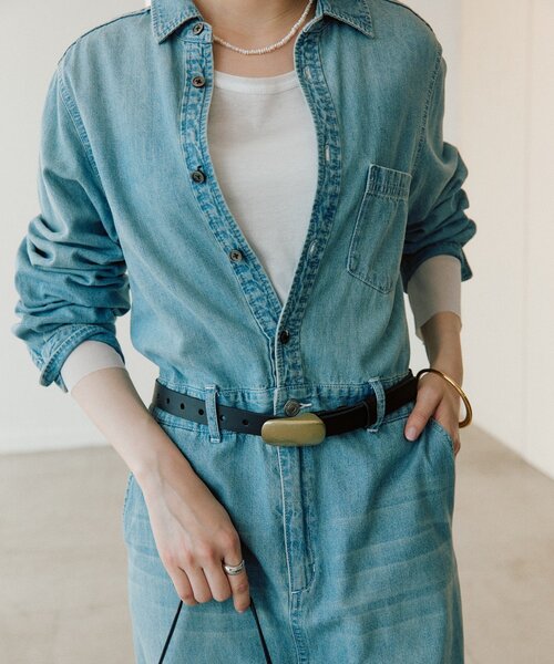 RIVE DROITE（リヴドロワ）の「予約【コーデを格上げ】イタバックルベルト（ベルト・レディース・ブラック/ベージュ・FREE）」の4枚目の写真