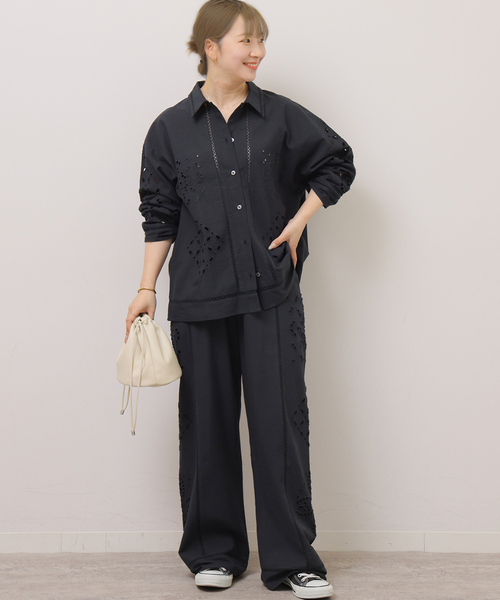 JOURNAL STANDARD relume（ジャーナルスタンダード　レリューム）の「［26SS新作］カットワークエンブロイダリーシャツ（シャツ/ブラウス・レディース・ブラック/アイボリー・FREE）」の15枚目の写真