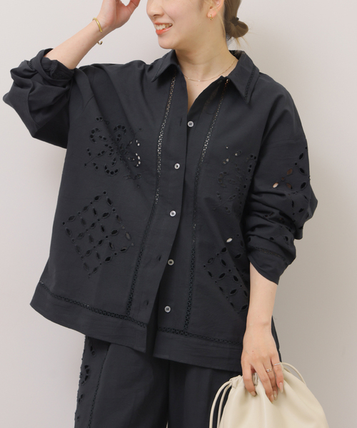 JOURNAL STANDARD relume（ジャーナルスタンダード　レリューム）の「［26SS新作］カットワークエンブロイダリーシャツ（シャツ/ブラウス・レディース・ブラック/アイボリー・FREE）」の19枚目の写真