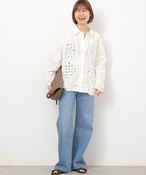 JOURNAL STANDARD relume（ジャーナルスタンダード　レリューム）の「［26SS新作］カットワークエンブロイダリーシャツ（シャツ/ブラウス・レディース・ブラック/アイボリー・FREE）」の6枚目の写真