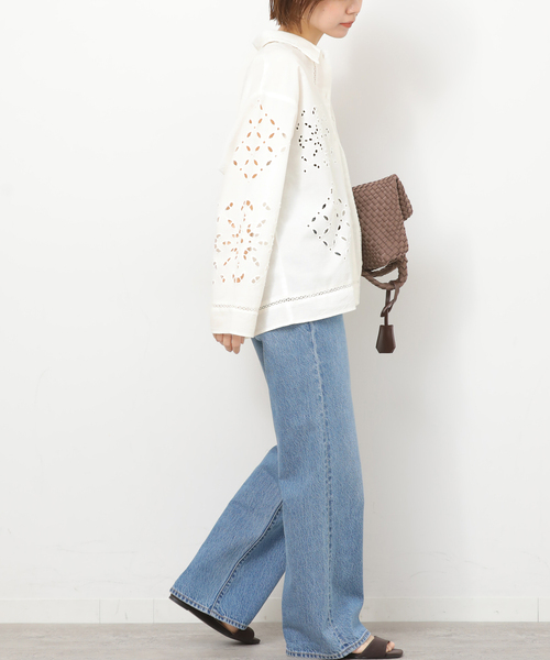 JOURNAL STANDARD relume（ジャーナルスタンダード　レリューム）の「［26SS新作］カットワークエンブロイダリーシャツ（シャツ/ブラウス・レディース・ブラック/アイボリー・FREE）」の7枚目の写真