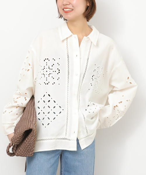 JOURNAL STANDARD relume（ジャーナルスタンダード　レリューム）の「［26SS新作］カットワークエンブロイダリーシャツ（シャツ/ブラウス・レディース・ブラック/アイボリー・FREE）」の10枚目の写真