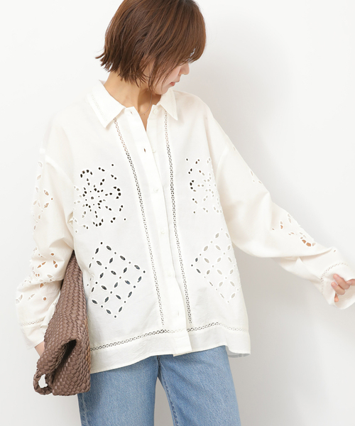 JOURNAL STANDARD relume（ジャーナルスタンダード　レリューム）の「［26SS新作］カットワークエンブロイダリーシャツ（シャツ/ブラウス・レディース・ブラック/アイボリー・FREE）」の11枚目の写真