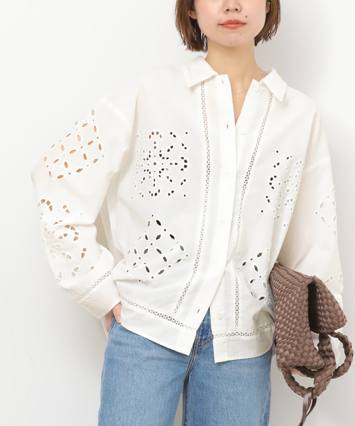 JOURNAL STANDARD relume（ジャーナルスタンダード　レリューム）の「［26SS新作］カットワークエンブロイダリーシャツ（シャツ/ブラウス・レディース・ブラック/アイボリー・FREE）」の12枚目の写真