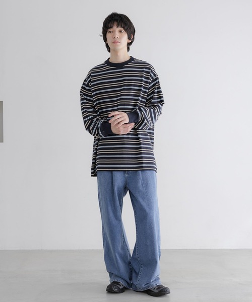 LOWRYS FARM（ローリーズファーム）の「【LFM(U)】ライトDENIMタックワイドＰ　646326（デニムパンツ・メンズ・ブラック/インディゴブルー/ワンウォッシュ・MEDIUM/LARGE）」の9枚目の写真