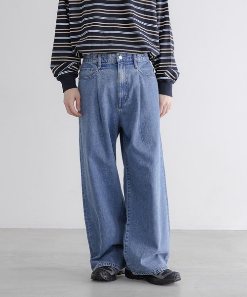 LOWRYS FARM（ローリーズファーム）の「【LFM(U)】ライトDENIMタックワイドＰ　646326（デニムパンツ・メンズ・ブラック/インディゴブルー/ワンウォッシュ・MEDIUM/LARGE）」の13枚目の写真