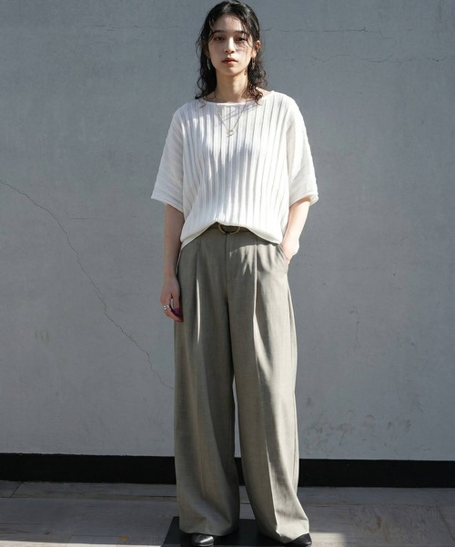 Stripe shear dolman‑knit night tee — полосатая шиа‑долман футболка для дома