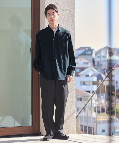 green label relaxing（グリーンレーベルリラクシング）の「ウォッシャブル トロ ジャストルーズ シャツ -ストレッチ-（シャツ/ブラウス・メンズ・ライトブルー/クリーム/ダークグリーン・M/S/L/XL）」の11枚目の写真