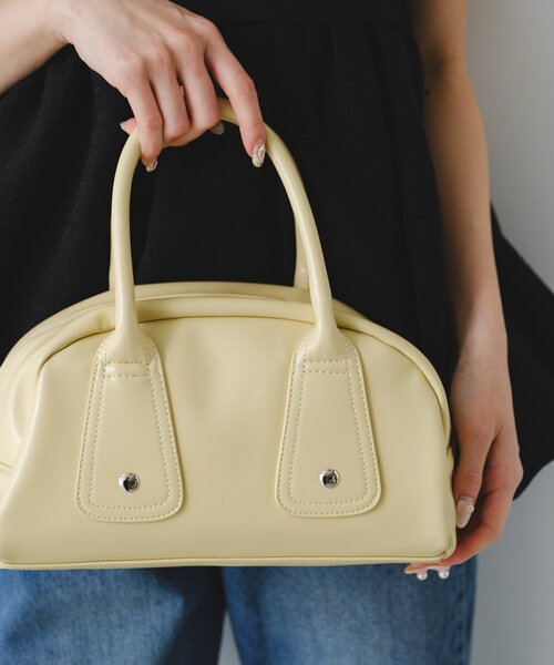 Kastane(カスタネ)の「【500ml ペットボトル収納可】フラップカラーボストンBAG(トートバッグ・レディース・レモンイエロー/ブラック/ブラウン/ミント・FREE)」の5枚目の写真