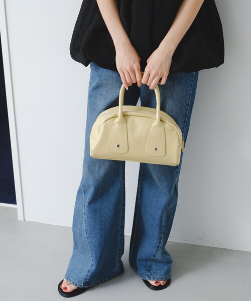 Kastane(カスタネ)の「【500ml ペットボトル収納可】フラップカラーボストンBAG(トートバッグ・レディース・レモンイエロー/ブラック/ブラウン/ミント・FREE)」の6枚目の写真