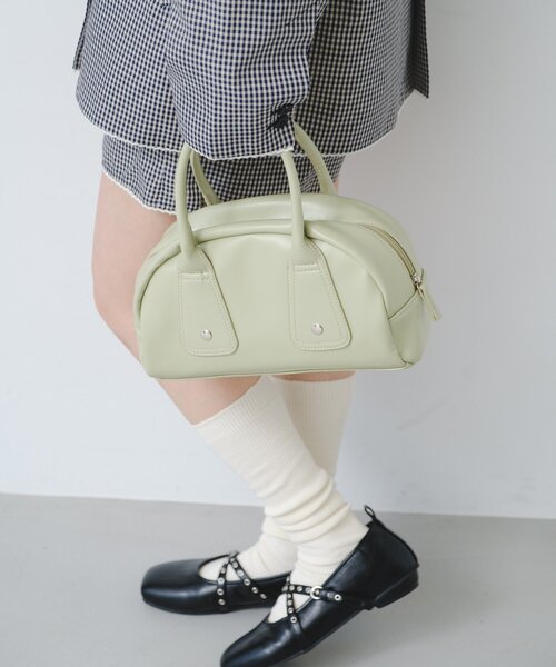 Kastane(カスタネ)の「【500ml ペットボトル収納可】フラップカラーボストンBAG(トートバッグ・レディース・レモンイエロー/ブラック/ブラウン/ミント・FREE)」の9枚目の写真