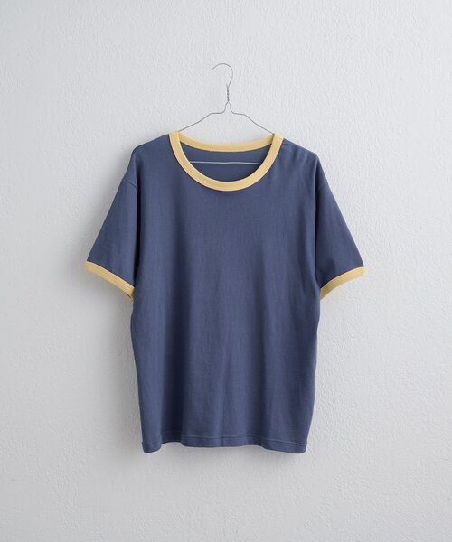 WHIMSIC(ウィムジック)の「【WHIMSIC/2サイズ展開】リンガーTシャツ(Tシャツ/カットソー・メンズ・オフホワイト/グレー/ブルー/ネイビー・2/1)」の4枚目の写真