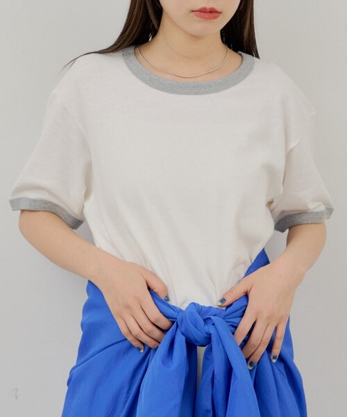 WHIMSIC(ウィムジック)の「【WHIMSIC/2サイズ展開】リンガーTシャツ(Tシャツ/カットソー・メンズ・オフホワイト/グレー/ブルー/ネイビー・2/1)」の2枚目の写真