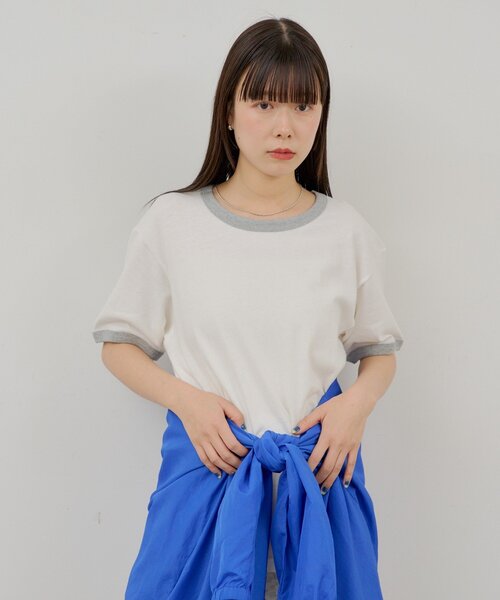 WHIMSIC(ウィムジック)の「【WHIMSIC/2サイズ展開】リンガーTシャツ(Tシャツ/カットソー・メンズ・オフホワイト/グレー/ブルー/ネイビー・2/1)」の6枚目の写真